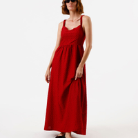Vestido midi alça fina feminino de laise vermelho