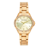 Kit relógio feminino analógico mondaine 32772lpmvde1kc dourado