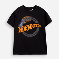 Camiseta de algodão infantil hot wheels preta
