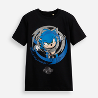 Camiseta de algodão infantil manga curta sonic preta