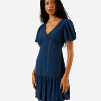 Vestido curto com viscose e lurex azul