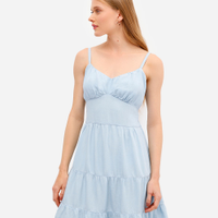 Vestido curto feminino jeans com recortes azul