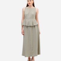 Saia midi evasê feminina de viscose verde