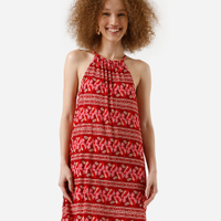 Vestido curto feminino plissado - cereja