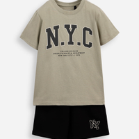 Conjunto curto infantil de algodão nyc verde