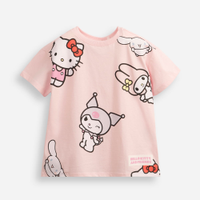 Camiseta infantil de algodão hello kitty rosa