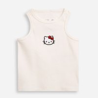 Regata infantil canelada hello kitty bordado off white