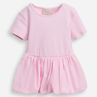 Blusa infantil peplum manga curta ribana rosa