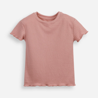Blusa infantil texturizada com frufru rosa
