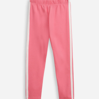 Calça legging infantil de algodão com listra rosa