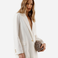 Blazer de alfaiataria feminino com linho off white