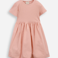 Vestido balonê infantil de algodão canelado rosa