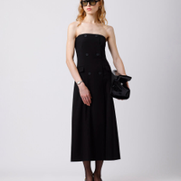 Vestido midi sem alça feminino com fenda mindset preto