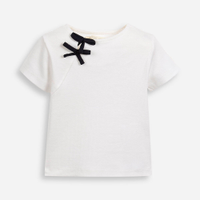 Blusa infantil com detalhe de lacinhos no ombro off white