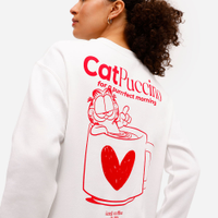 Blusão feminino de moletom felpado garfield texturizado off white