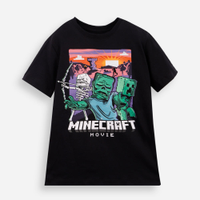 Camiseta infantil de algodão minecraft preta
