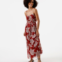 Vestido midi alça fina feminino de tule floral colorido