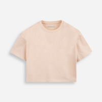 Camisetainfantil boxy cropped lisa bege