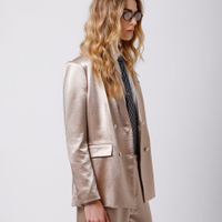 Blazer de alfaiataria feminino acetinado mindset bege