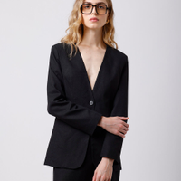 Blazer de alfaiataria feminino com linho mindset preto