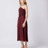 Vestido midi feminino de algodão halterneck mindset vinho