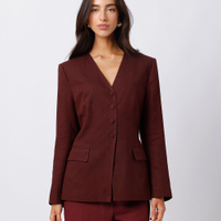 Blazer de alfaiataria feminino com linho mindset vinho