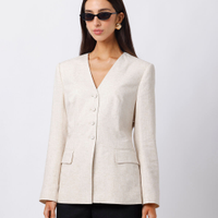Blazer de alfaiataria feminino com linho mindset bege