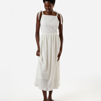 Vestido midi feminino com alça de laço off white