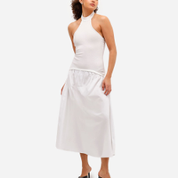 Vestido midi feminino frente única de algodão off white