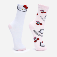 Kit de 2 meias infantis cano alto hello kitty colorido