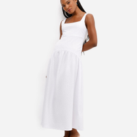 Vestido midi de malha texturizada e alça branco