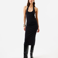 Vestido feminino de malha halterneck preto