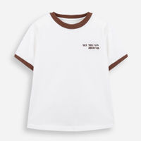 Camiseta infantil de algodão estampada off white