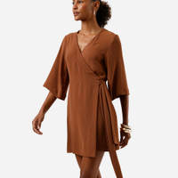 Vestido feminino kimono liso marrom