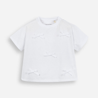 Camiseta infantil de algodão com laços off white