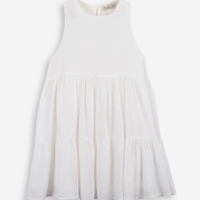 Vestido infantil de viscose com recortes texturizado off white