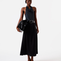 Saia midi feminina com viscose assimétrica preta
