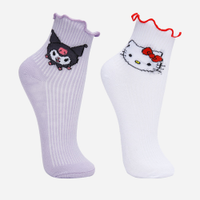 Kit 2 meias infantis hello kitty kuromi colorido