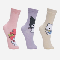 Kit de 3 meias infantis cano alto hello kitty colorida