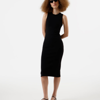 Vestido midi básico feminino de algodão preto