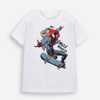 Camiseta infantil de algodão homem aranha off white