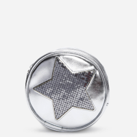 Bolsa infantil bordada estrela paetê prateada
