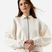 Jaqueta bomber feminina com pregas off white