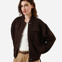 Jaqueta bomber feminina de moletom marrom