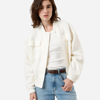 Jaqueta bomber feminina de moletom off white