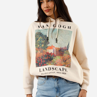 Blusão de moletom feminino van gogh bege