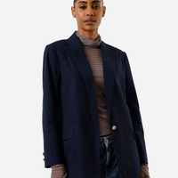 Blazer de alfaiataria feminino com linho azul