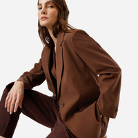 Blazer de alfaiataria feminino clássico marrom