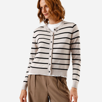 Cardigan feminino de tricot listrado cinza