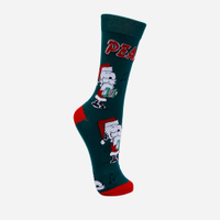 Meia cano longo masculina snoopy natal verde